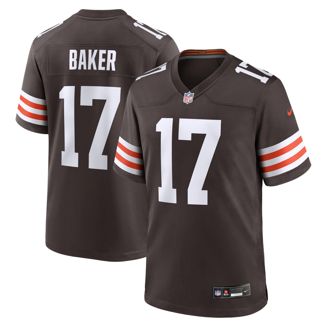 Cleveland Browns Jerome Baker Brown Team Game Jersey product image 1, provided for visual reference and product detail review