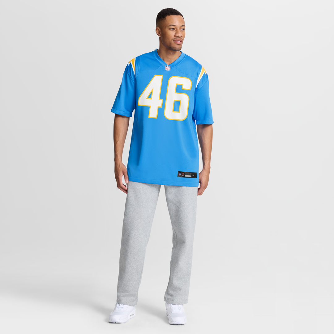 Los Angeles Chargers Nikko Reed Powder Blue Team Game Jersey product image 7, provided for visual reference and product