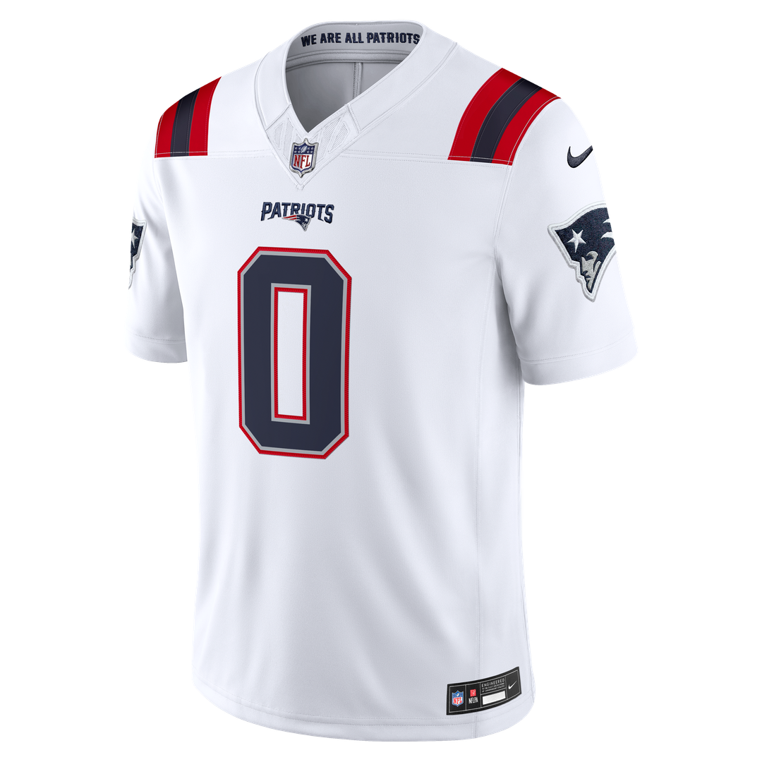 New England Patriots Christian Gonzalez White Vapor F.U.S.E. Stitched Limited Jersey product image 5, provided for visual