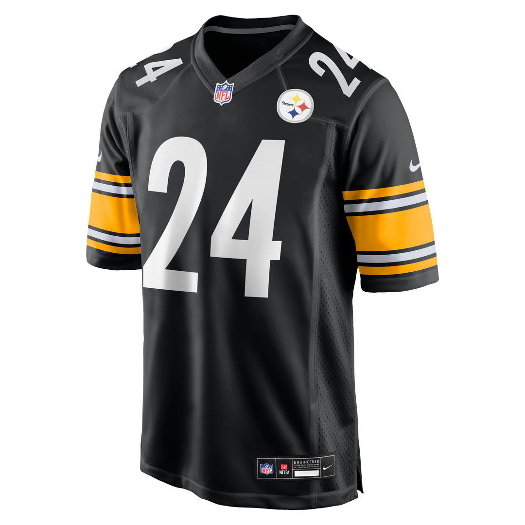 Pittsburgh Steelers Joey Porter Jr. Black Game Jersey product image 2, provided for visual reference and product detail
