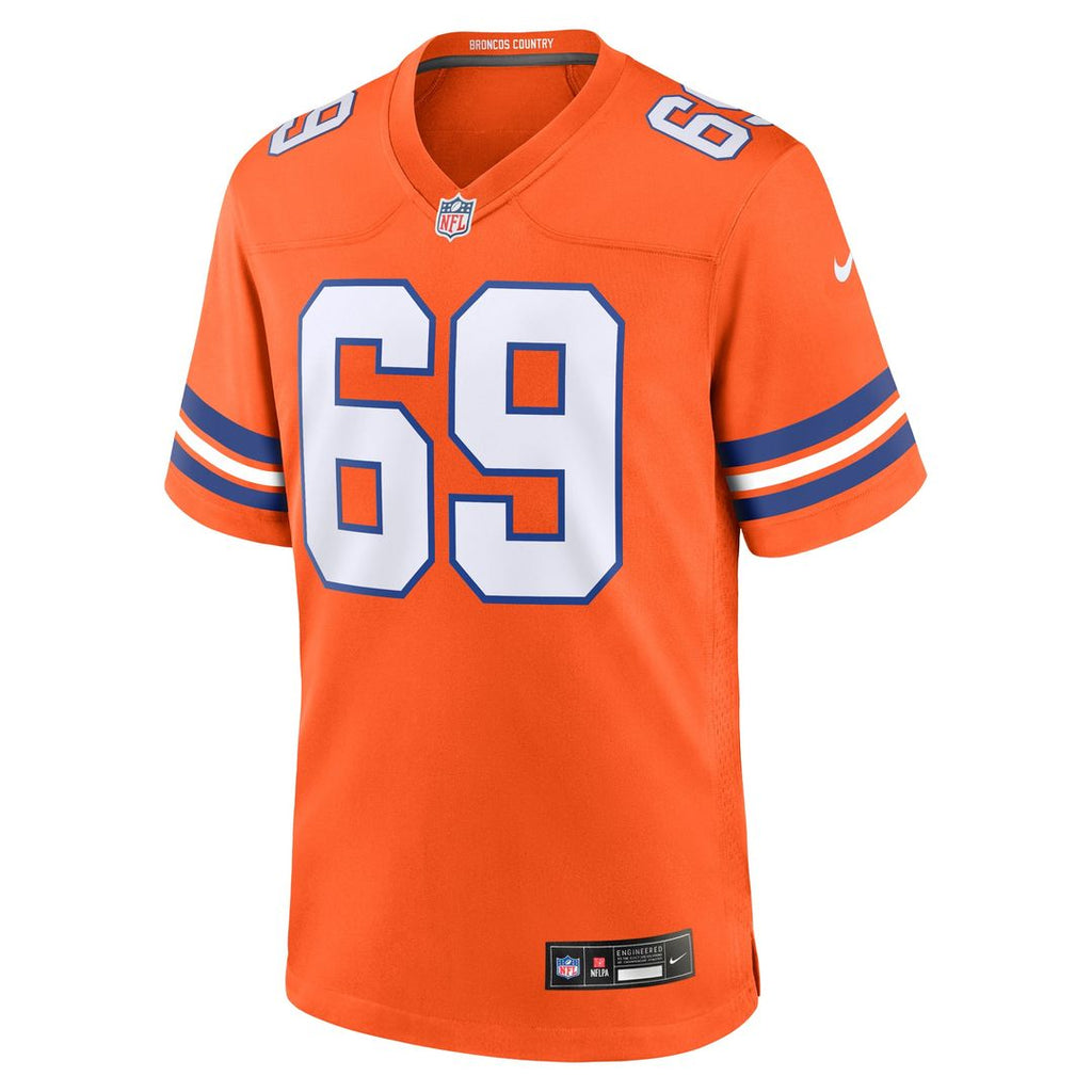 Denver Broncos Mark Schlereth Orange Retired Player Alternate Game Jersey product image 2, provided for visual reference and