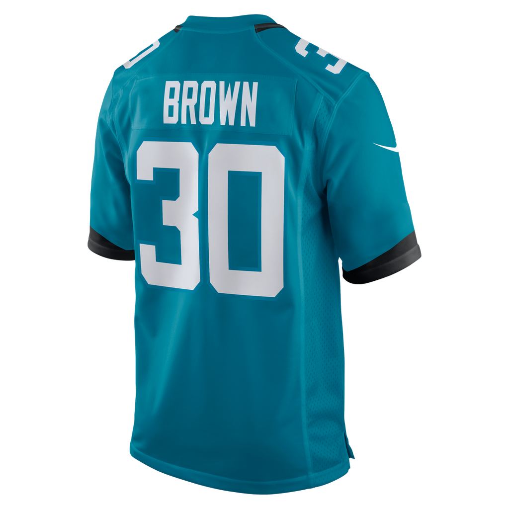 Jacksonville Jaguars Montaric Brown Teal Game Player Jersey product image 3, provided for visual reference and product