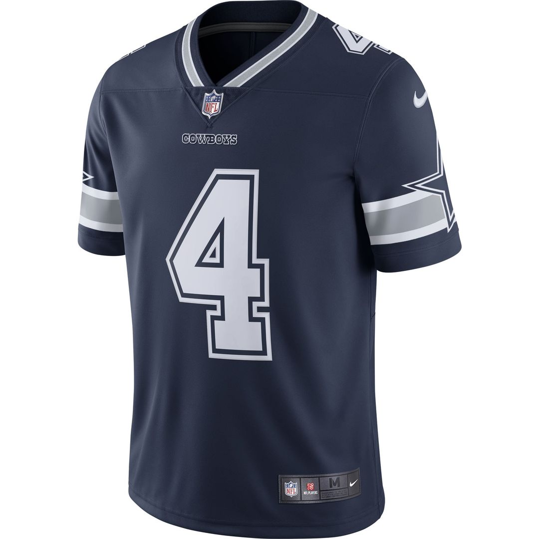 Dallas Cowboys Dak Prescott Navy Vapor Limited Player Jersey product image 2, provided for visual reference and product