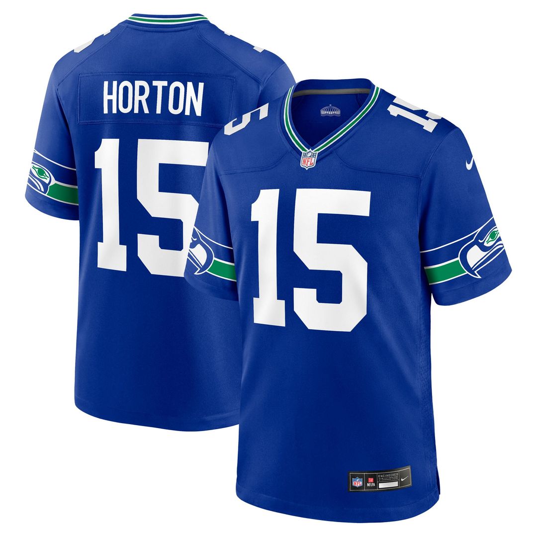 Seattle Seahawks Tory Horton Royal Alternate Game Jersey product image 1, provided for visual reference and product detail