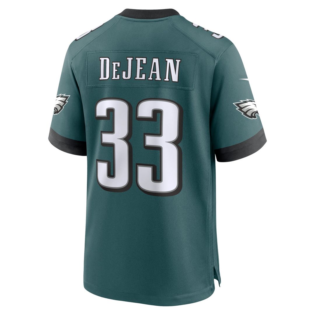 Philadelphia Eagles Cooper DeJean Green Game Jersey product image 3, provided for visual reference and product detail review