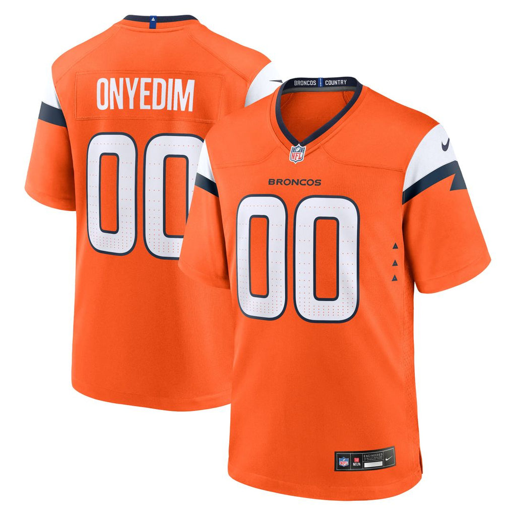 Denver Broncos Tyler Onyedim Orange Game Jersey product image 1, provided for visual reference and product detail review