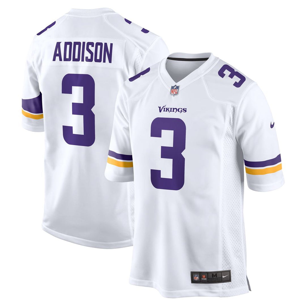 Minnesota Vikings Addison White Away Game Jersey product image 1, provided for visual reference and product detail review