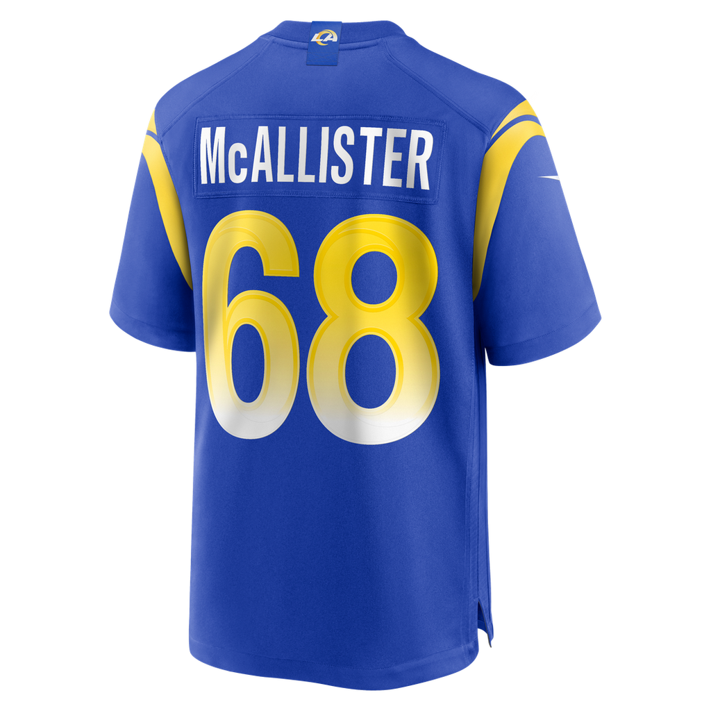 Los Angeles Rams Mike McAllister Royal Home Game Jersey product image 3, provided for visual reference and product detail
