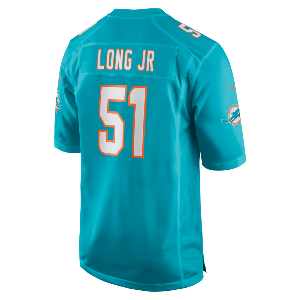 Miami Dolphins David Long Jr. Aqua Game Jersey product image 3, provided for visual reference and product detail review