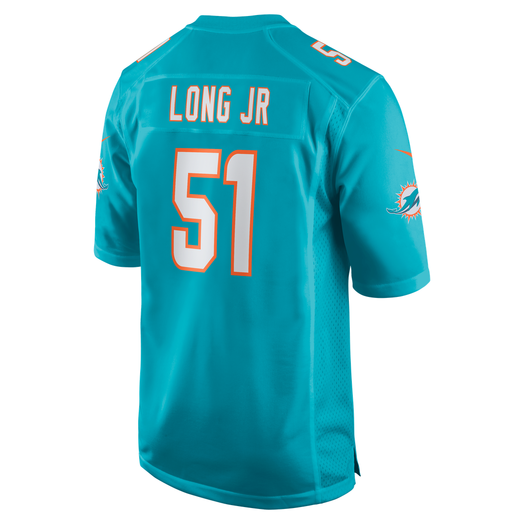 Miami Dolphins David Long Jr. Aqua Game Jersey product image 3, provided for visual reference and product detail review