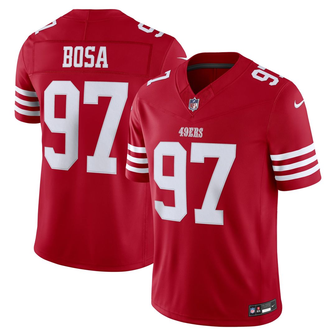 San Francisco 49ers Nick Bosa Scarlet Team Vapor F.U.S.E. Stitched Limited Jersey product image 1, provided for visual