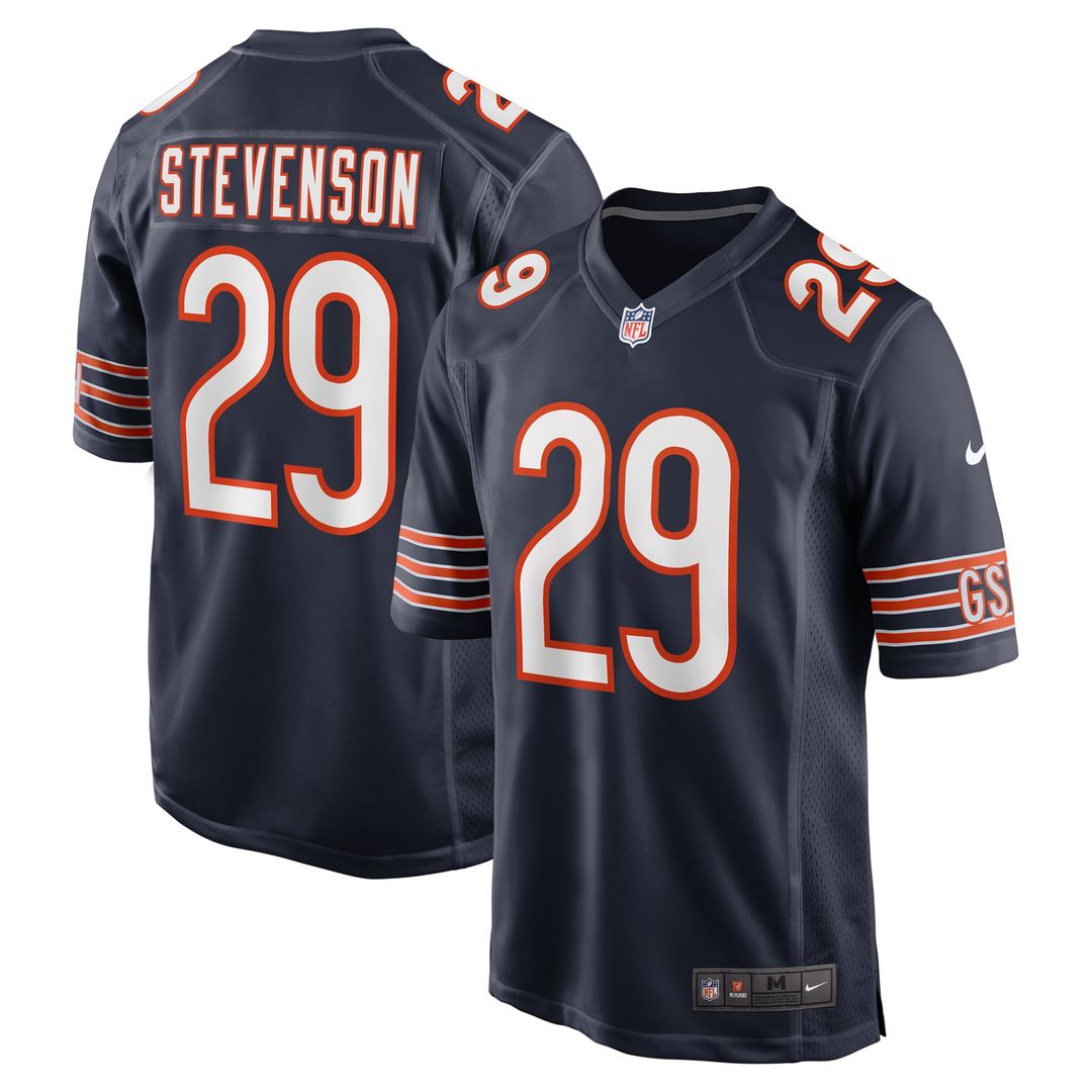 Chicago Bears Tyrique Stevenson Navy Game Jersey product image 1, provided for visual reference and product detail review