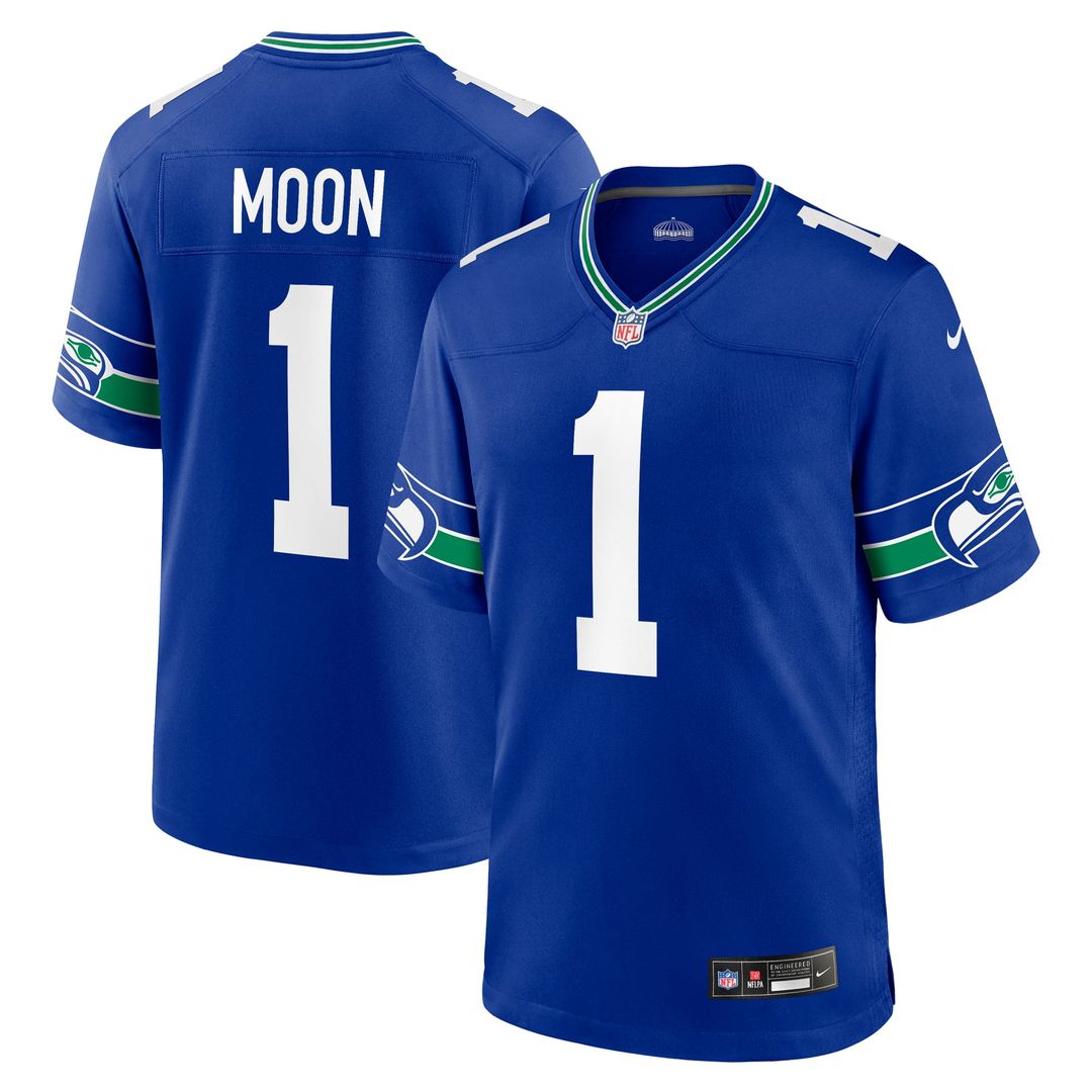 Seattle Seahawks Warren Moon Royal Retired Player Alternate Game Jersey product image 1, provided for visual reference and