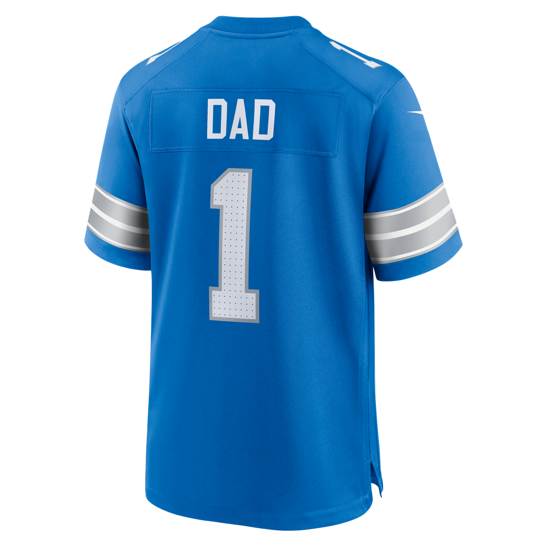 Detroit Lions Number 1 Dad Blue Game Jersey product image 3, provided for visual reference and product detail review