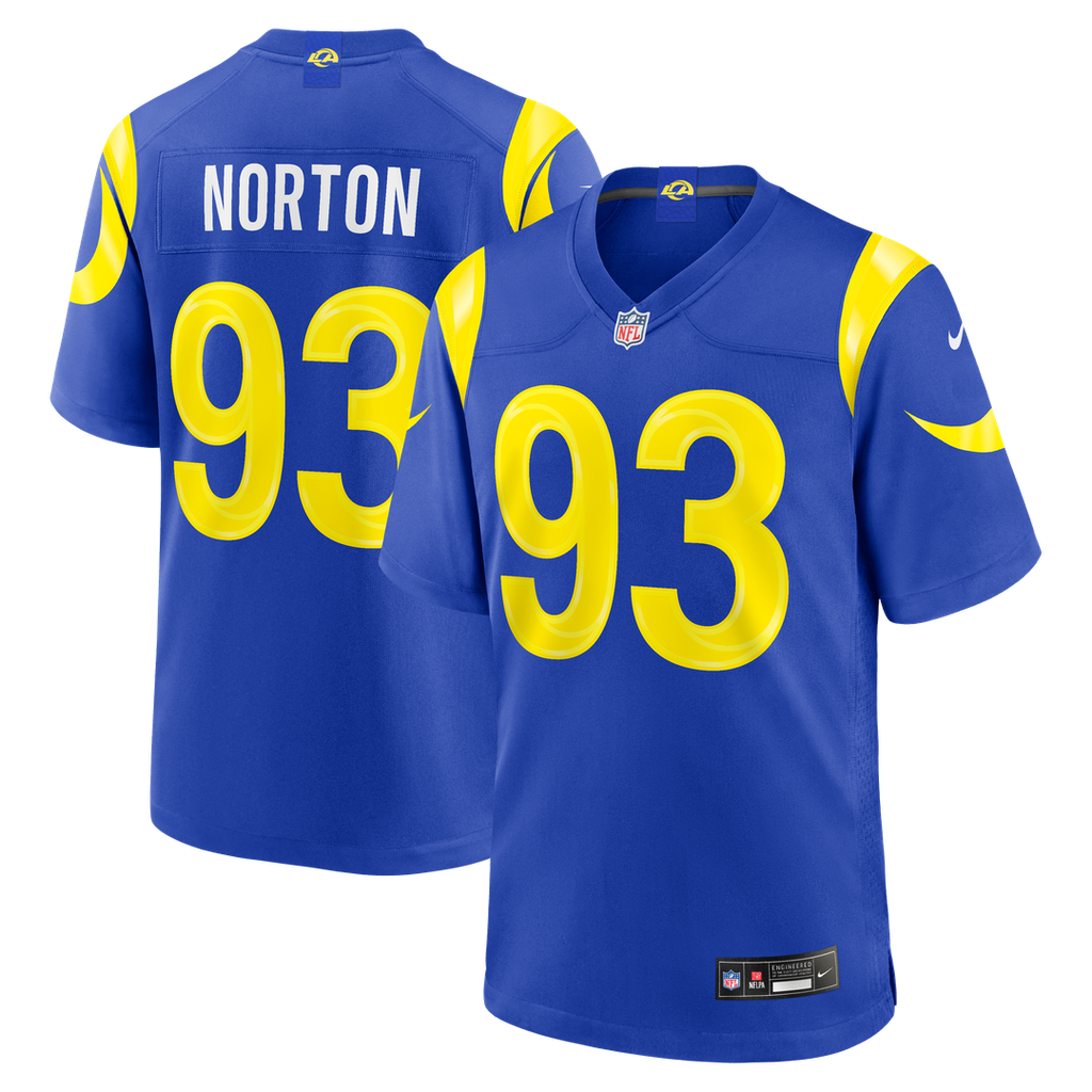 Los Angeles Rams Bill Norton Royal Team Game Jersey product image 1, provided for visual reference and product detail review