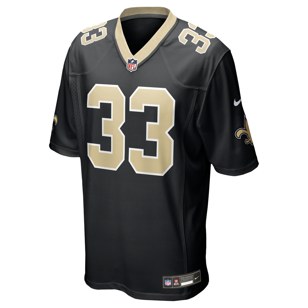 New Orleans Saints Jonas Sanker Black Team Game Jersey product image 2, provided for visual reference and product detail
