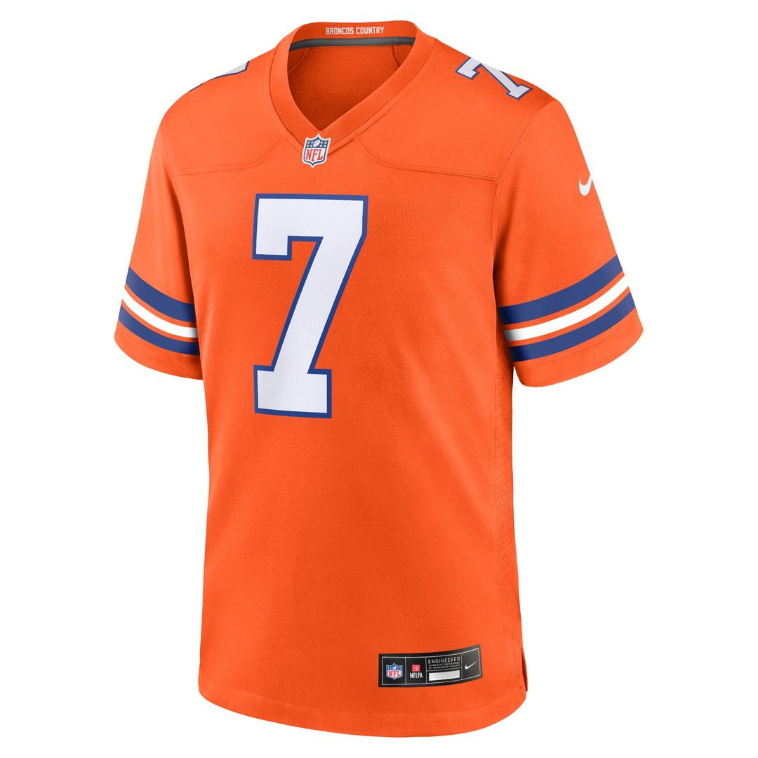 Denver Broncos John Elway Orange Mile High Collection 1977 Throwback Retired Player Game Jersey product image 2, provided