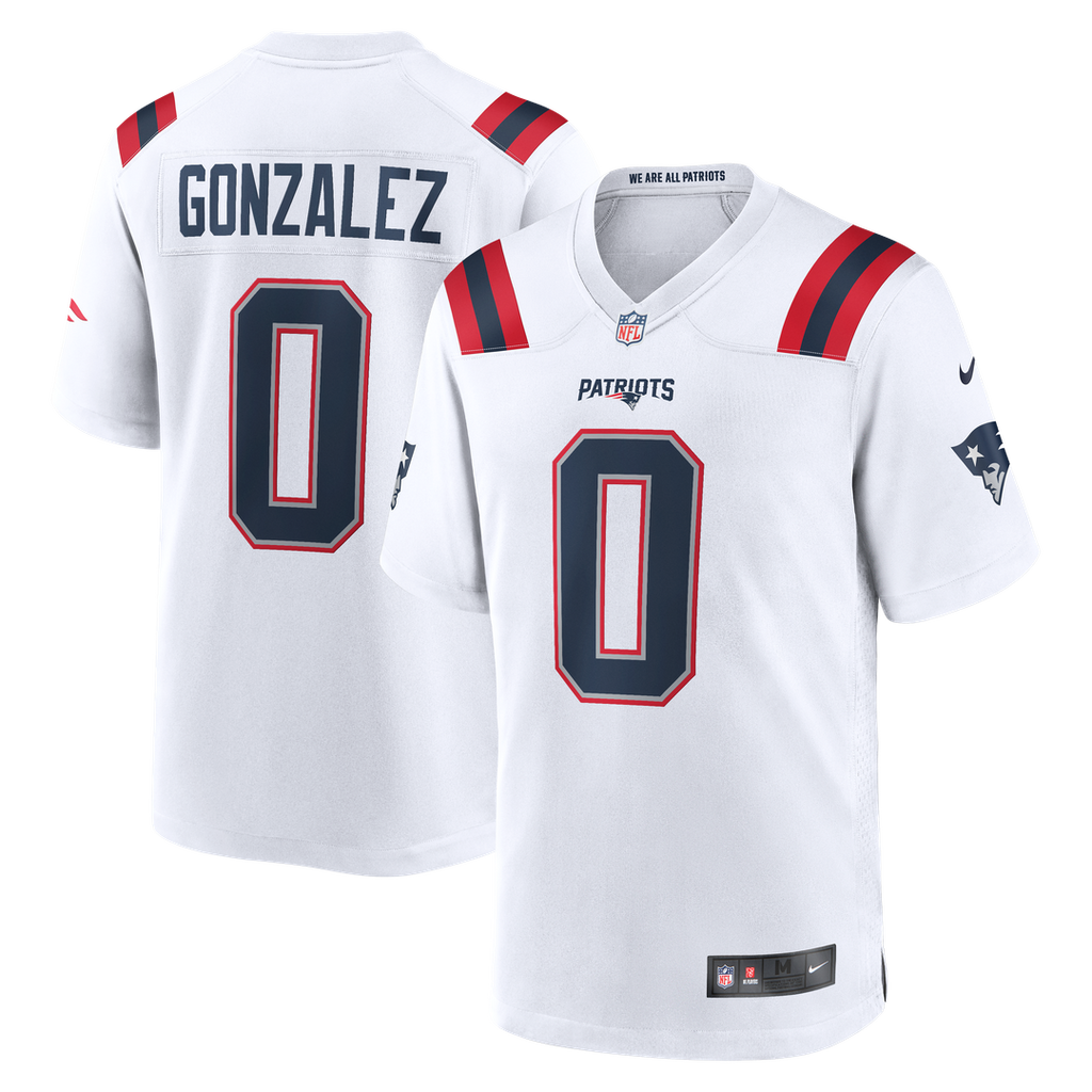 New England Patriots Christian Gonzalez White Game Jersey product image 14, provided for visual reference and product detail