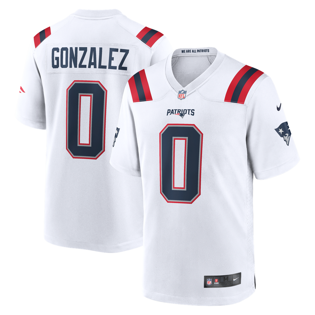 New England Patriots Christian Gonzalez White Game Jersey product image 14, provided for visual reference and product detail
