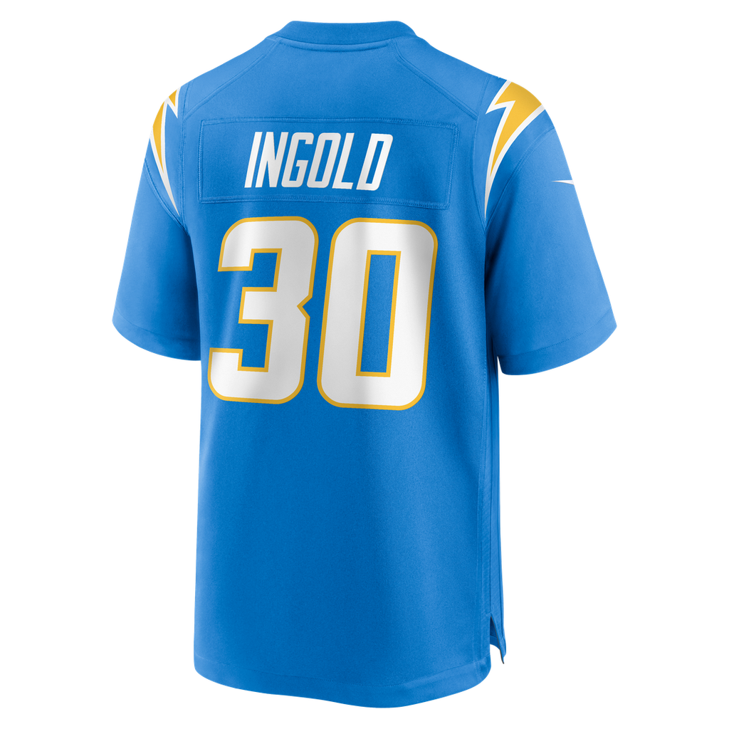 Los Angeles Chargers Alec Ingold Powder Blue Team Game Jersey product image 5, provided for visual reference and product