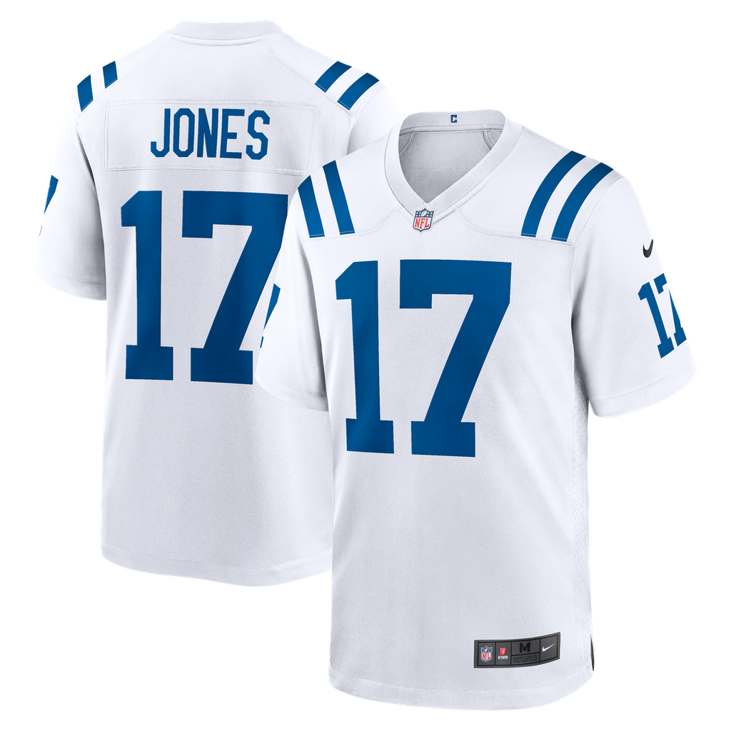 Indianapolis Colts Daniel Jones White Game Jersey product image 1, provided for visual reference and product detail review
