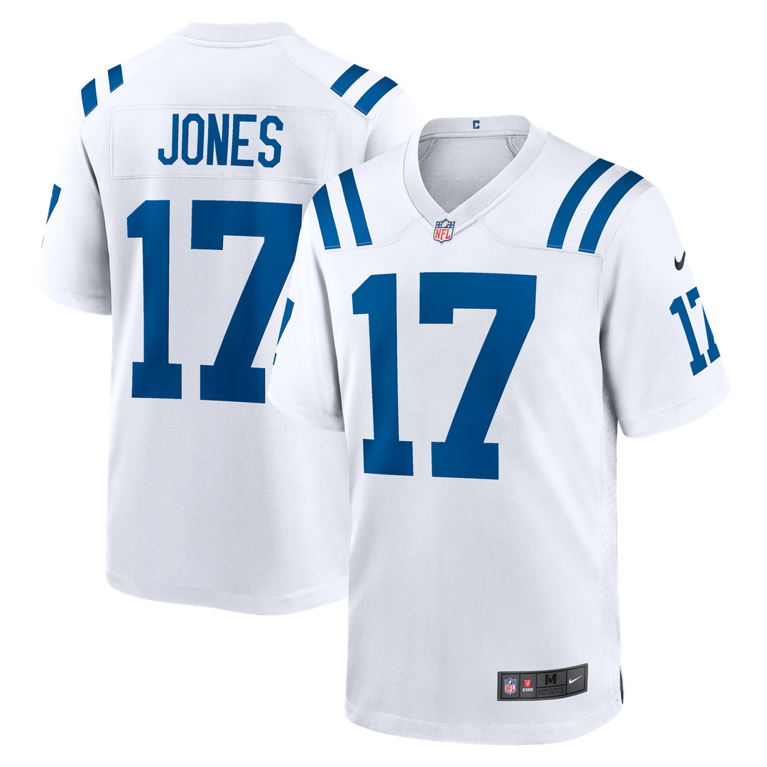 Indianapolis Colts Daniel Jones White Game Jersey product image 1, provided for visual reference and product detail review