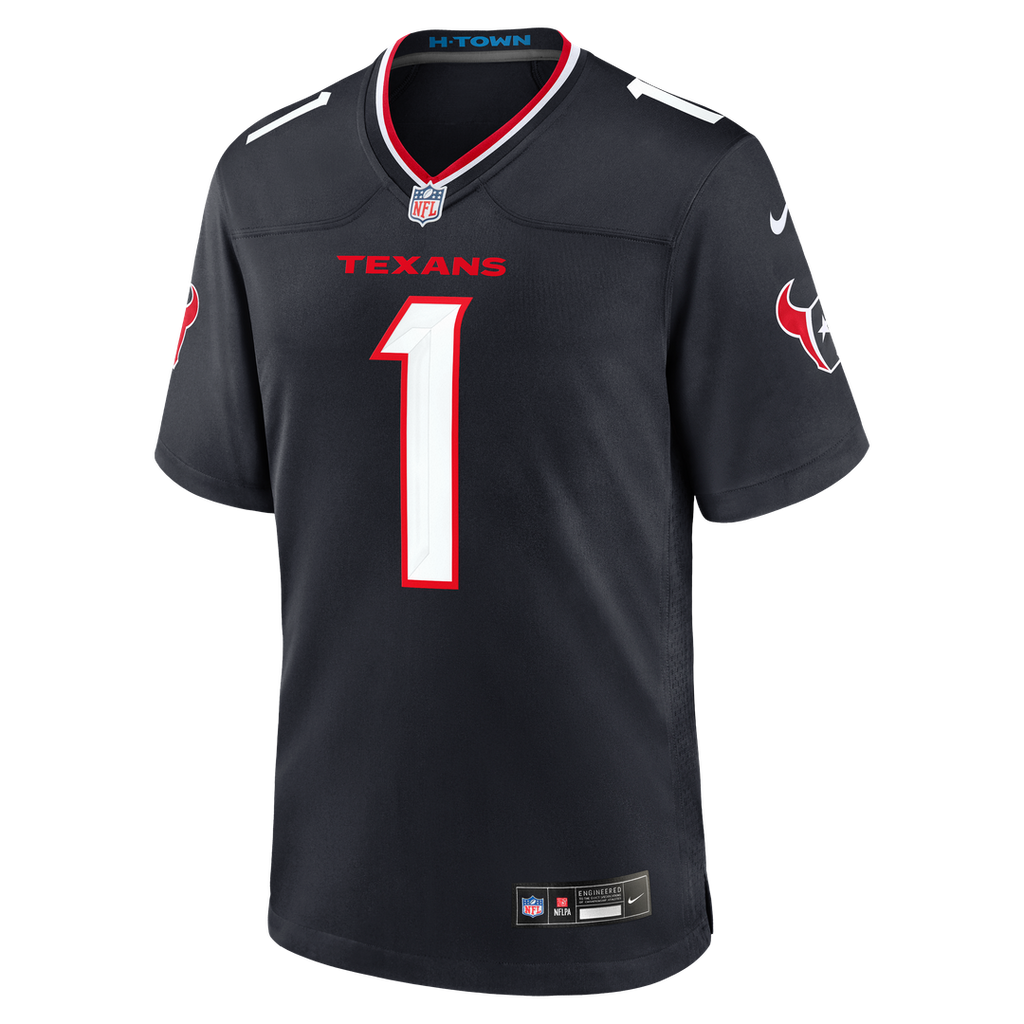 Houston Texans Navy #1 Dad Game Jersey product image 2, provided for visual reference and product detail review