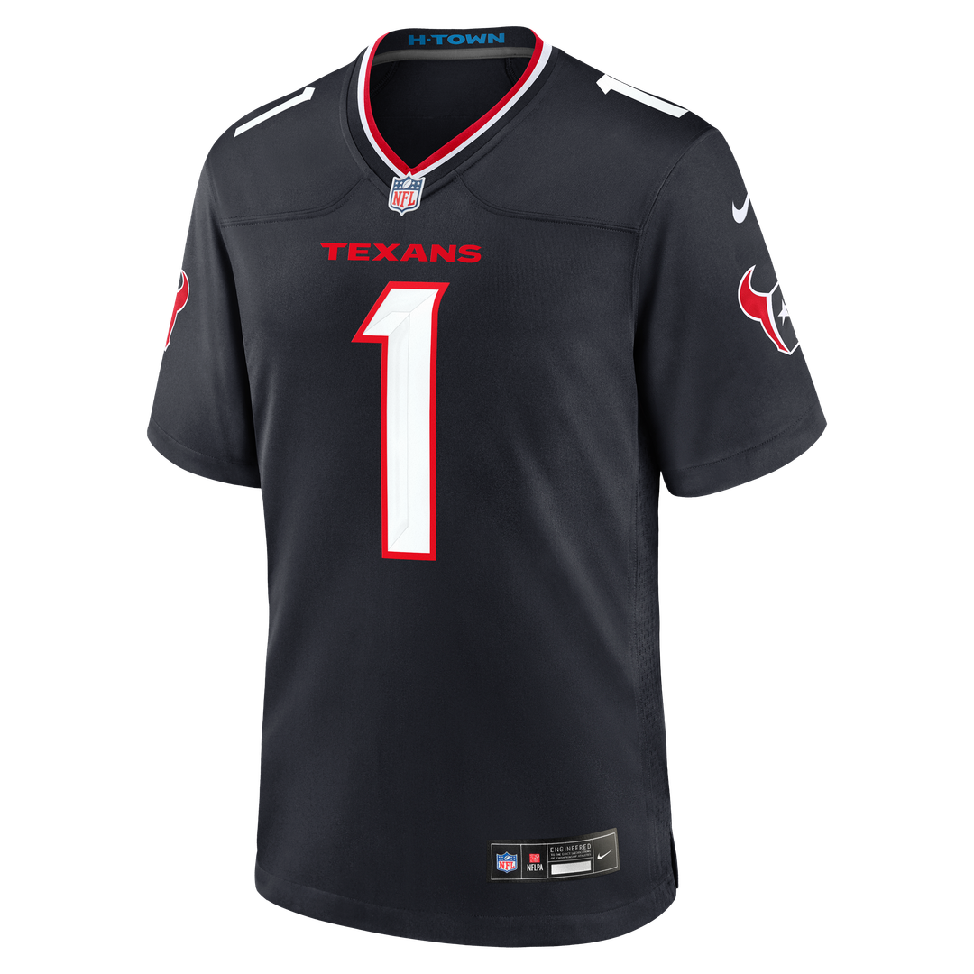 Houston Texans Navy #1 Dad Game Jersey product image 2, provided for visual reference and product detail review