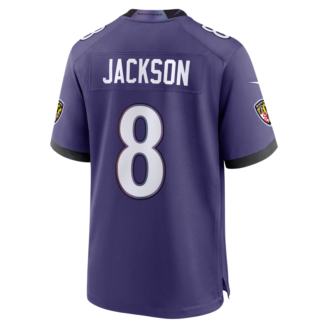 Baltimore Ravens Lamar Jackson Purple Team Game Jersey product image 7, provided for visual reference and product detail