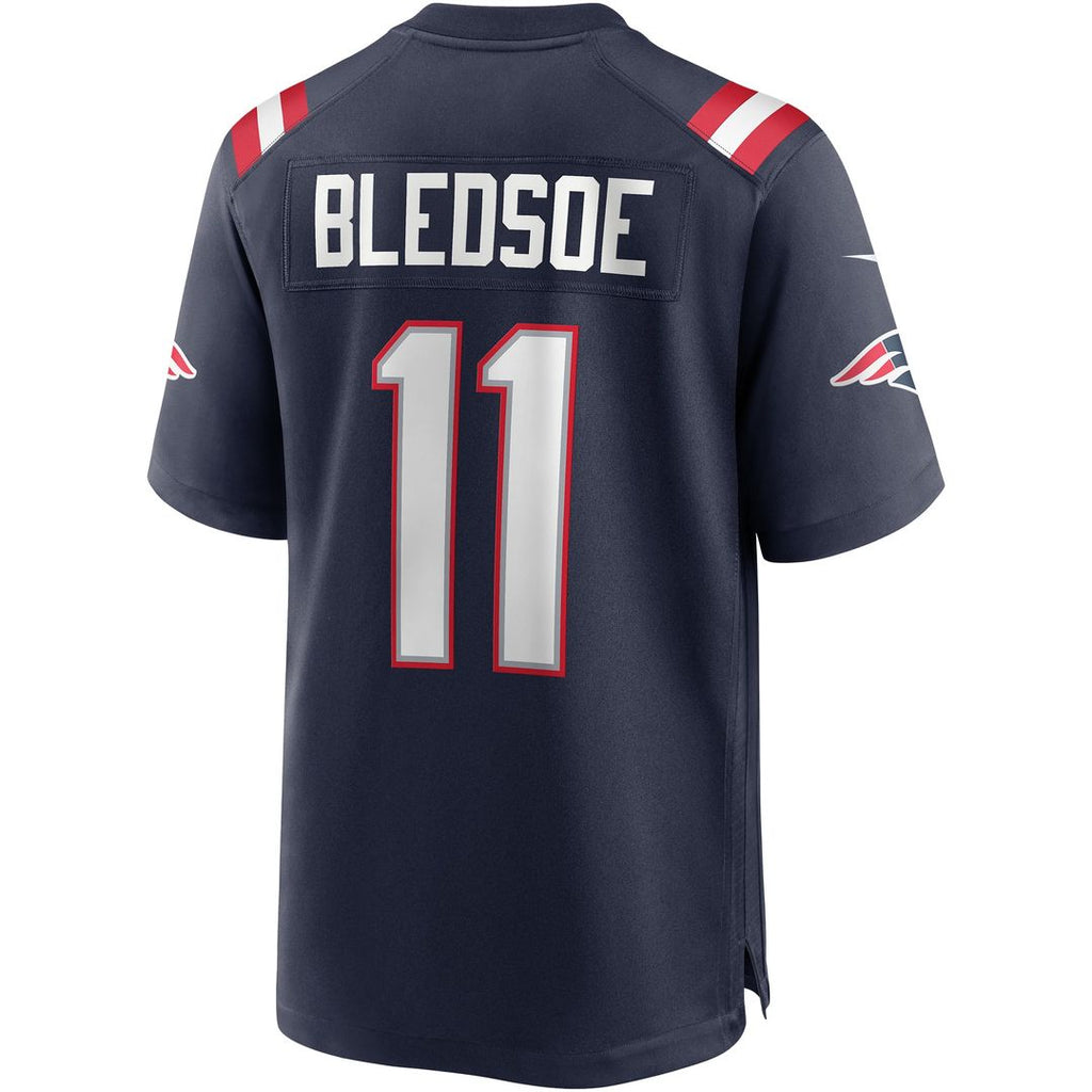 New England Patriots Drew Bledsoe Navy Game Retired Player Jersey product image 3, provided for visual reference and product