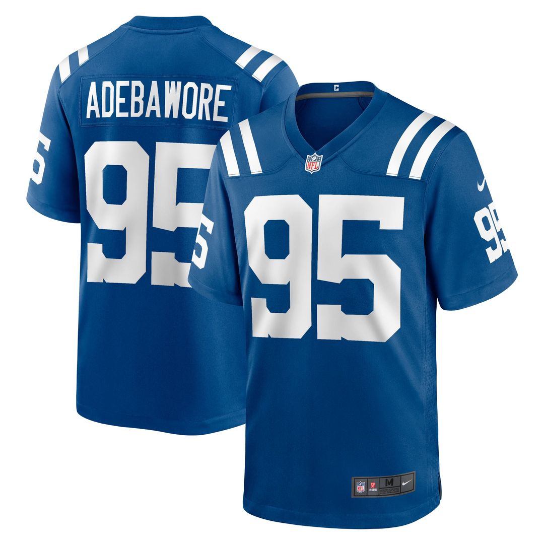 Indianapolis Colts Adetomiwa Adebawore Royal Team Game Jersey product image 1, provided for visual reference and product