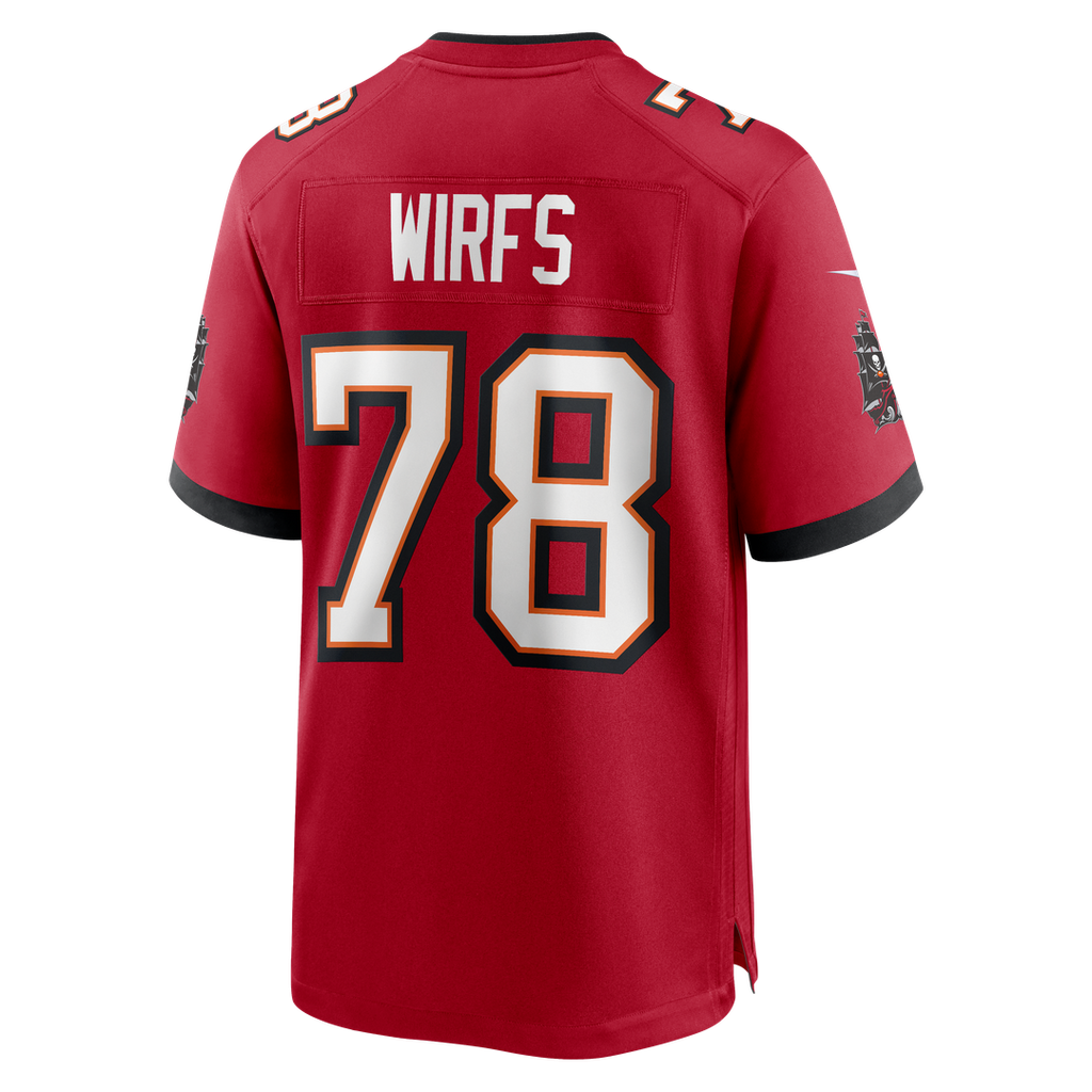 Tampa Bay Buccaneers Tristan Wirfs Red Player Game Jersey product image 3, provided for visual reference and product detail