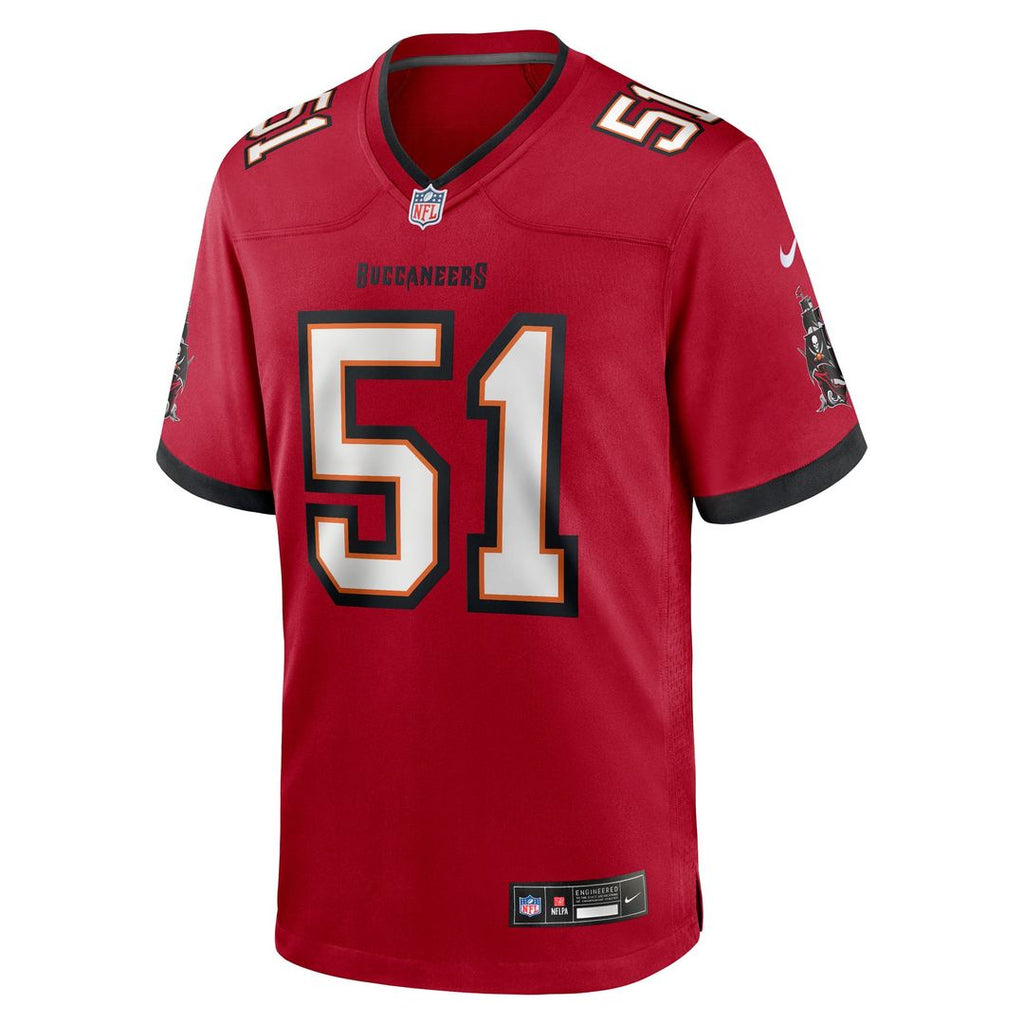 Tampa Bay Buccaneers David Walker Red Team Game Jersey product image 2, provided for visual reference and product detail