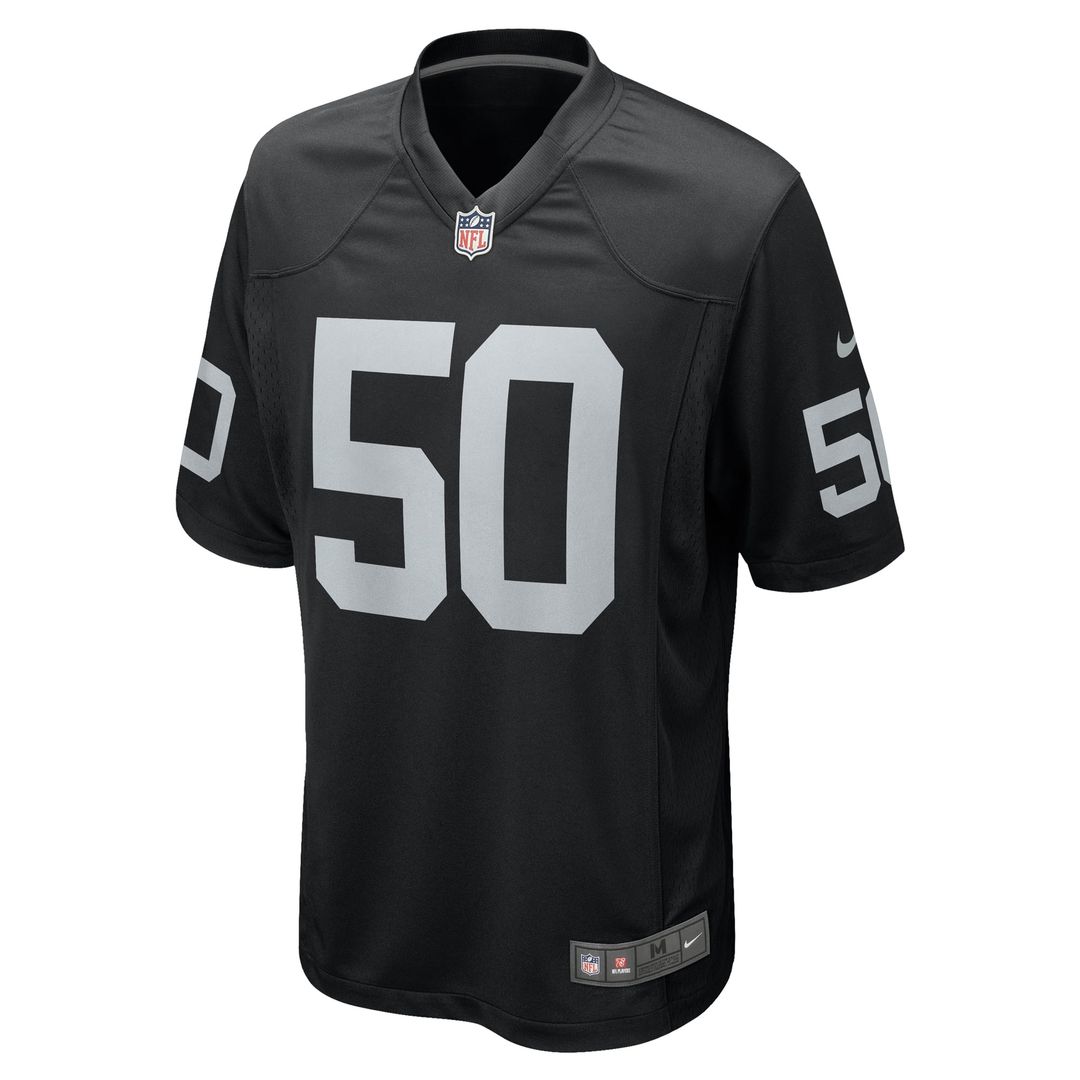 Las Vegas Raiders Jacob Bobenmoyer Black Game Player Jersey product image 2, provided for visual reference and product