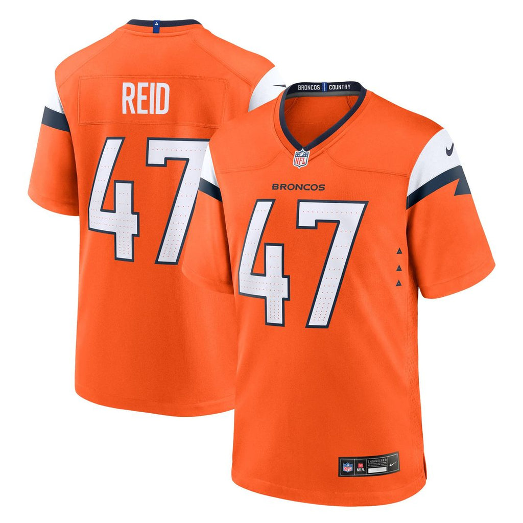 Denver Broncos Karene Reid Orange Team Game Jersey product image 1, provided for visual reference and product detail review