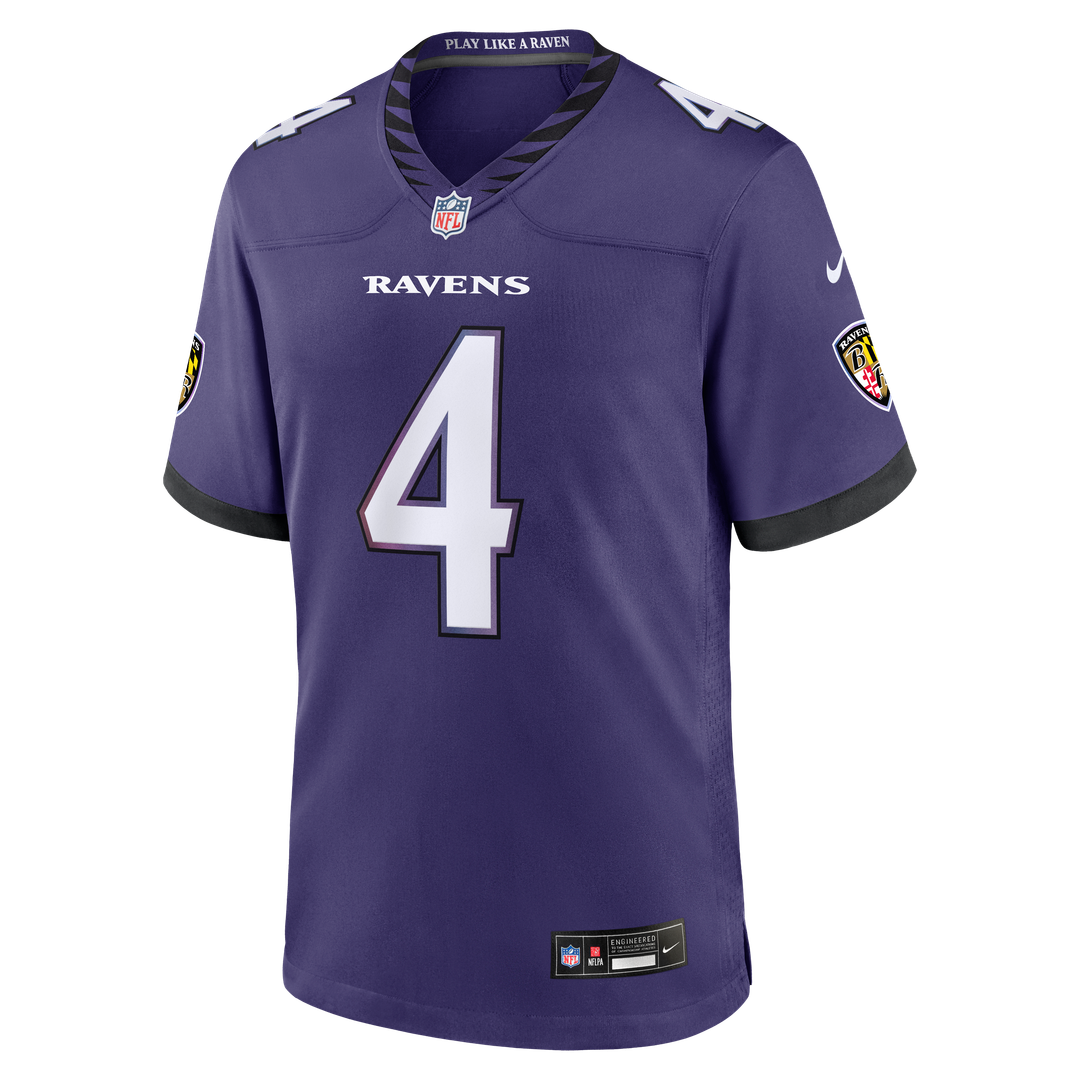 Baltimore Ravens Zay Flowers Purple Team Game Jersey product image 6, provided for visual reference and product detail review