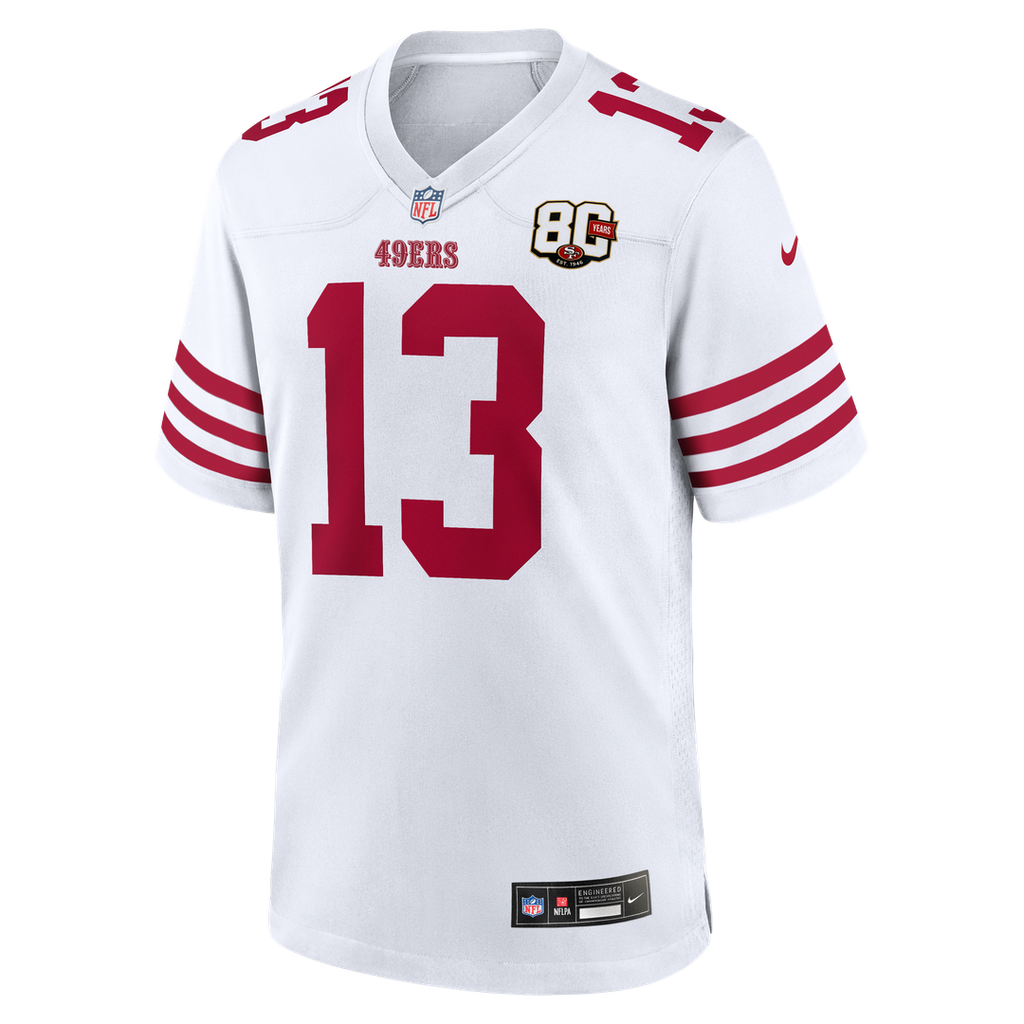 San Francisco 49ers Brock Purdy White 80th Anniversary Game Jersey product image 5, provided for visual reference and