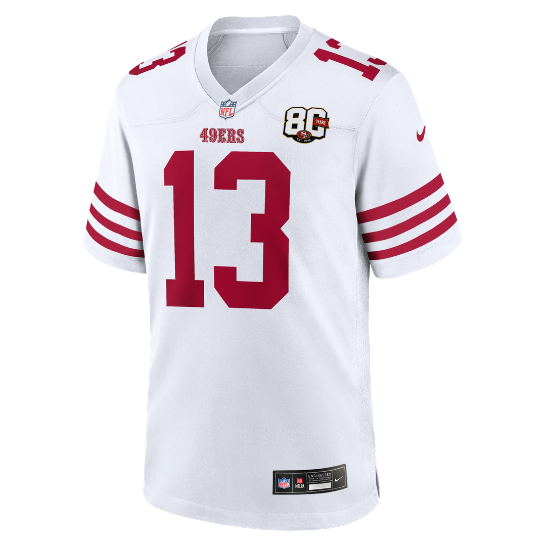 San Francisco 49ers Brock Purdy White 80th Anniversary Game Jersey product image 5, provided for visual reference and