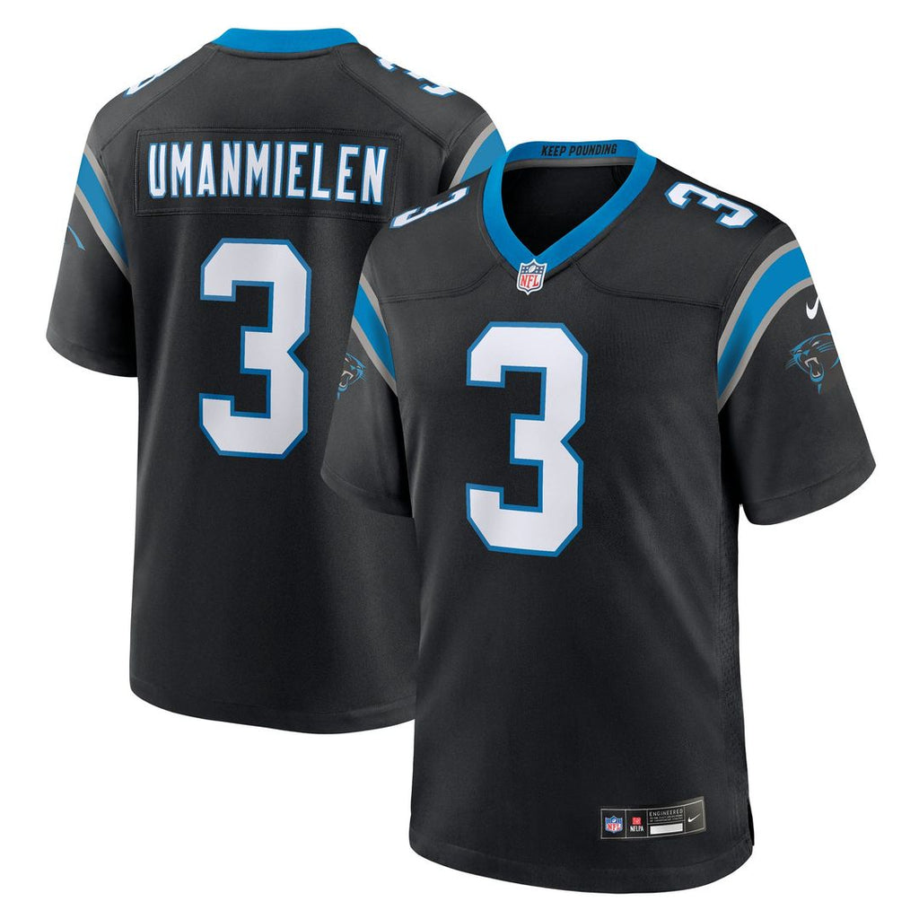 Carolina Panthers Princely Umanmielen Black Team Game Jersey product image 1, provided for visual reference and product