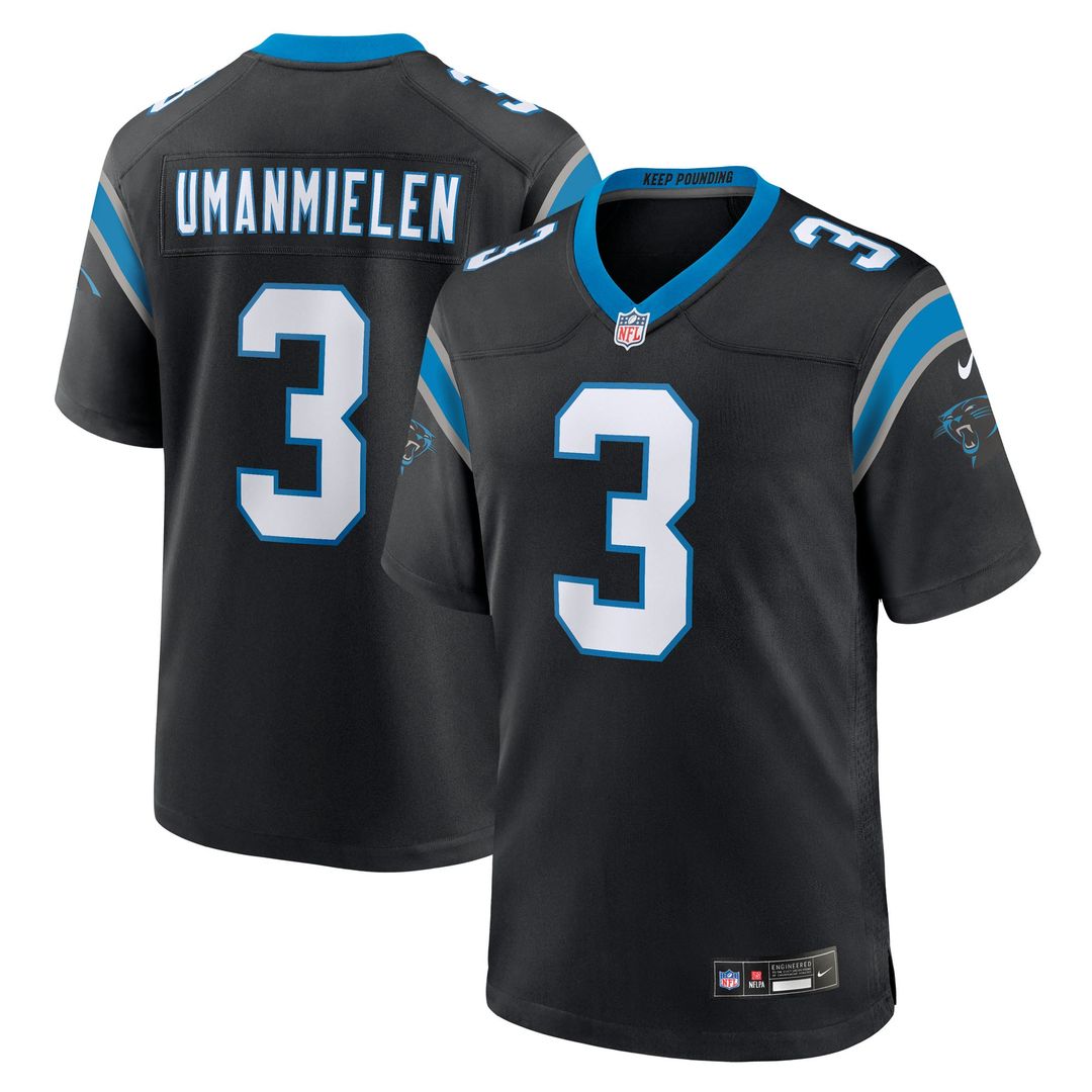 Carolina Panthers Princely Umanmielen Black Team Game Jersey product image 1, provided for visual reference and product