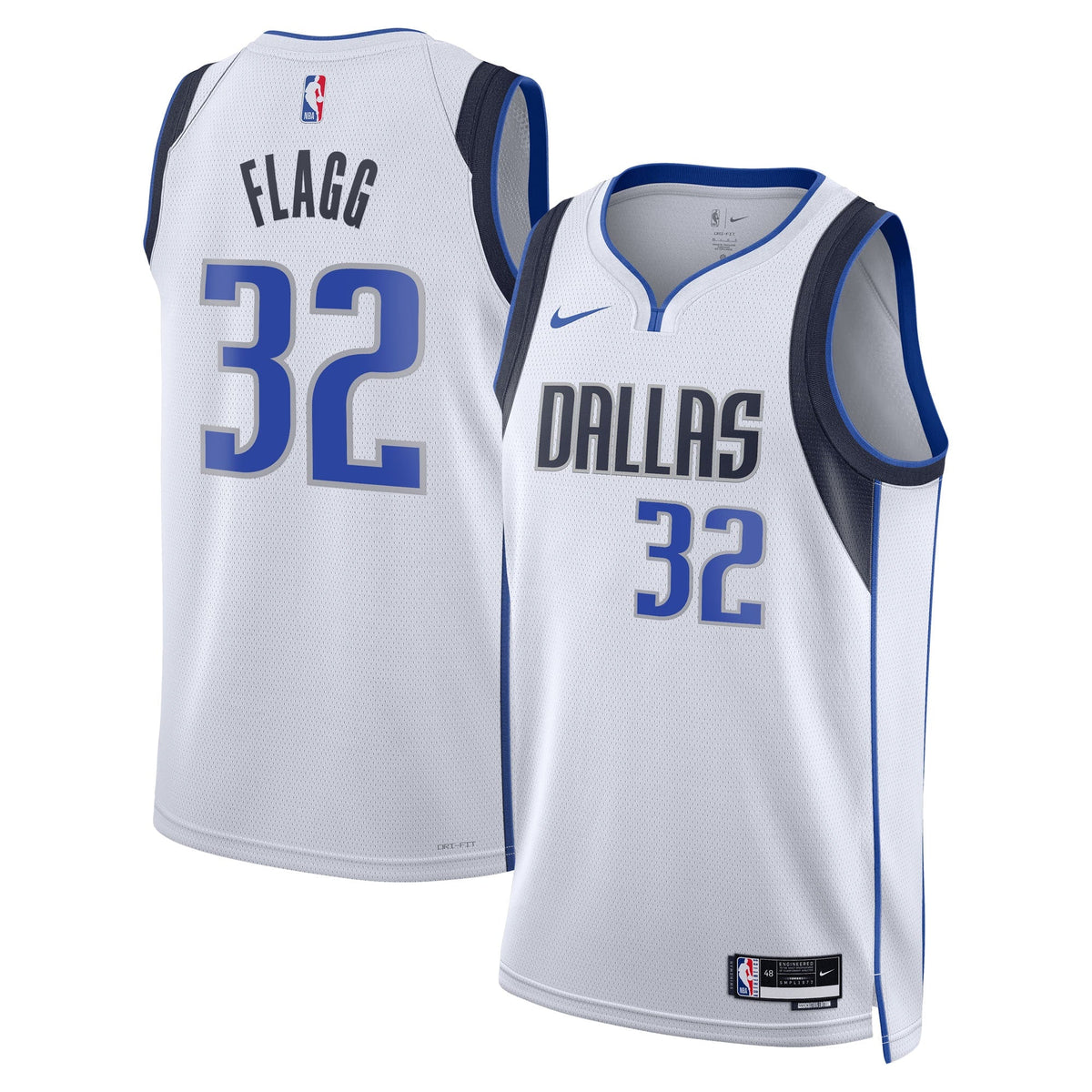 Dallas Mavericks Association Edition Swingman Basketball Jersey NBA 2025 First Round Draft Pick - White - Cooper Flagg -