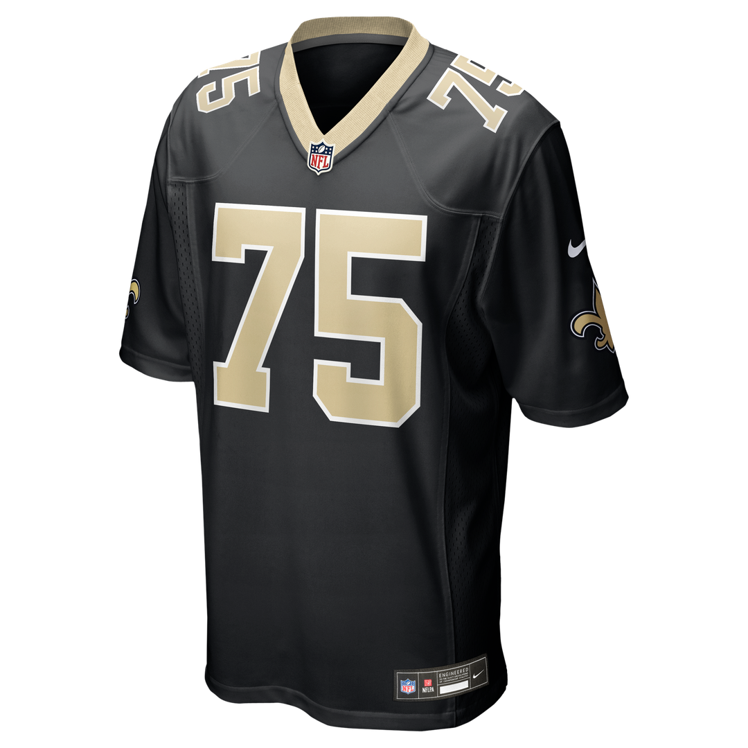 New Orleans Saints Taliese Fuaga Black Game Jersey product image 2, provided for visual reference and product detail review