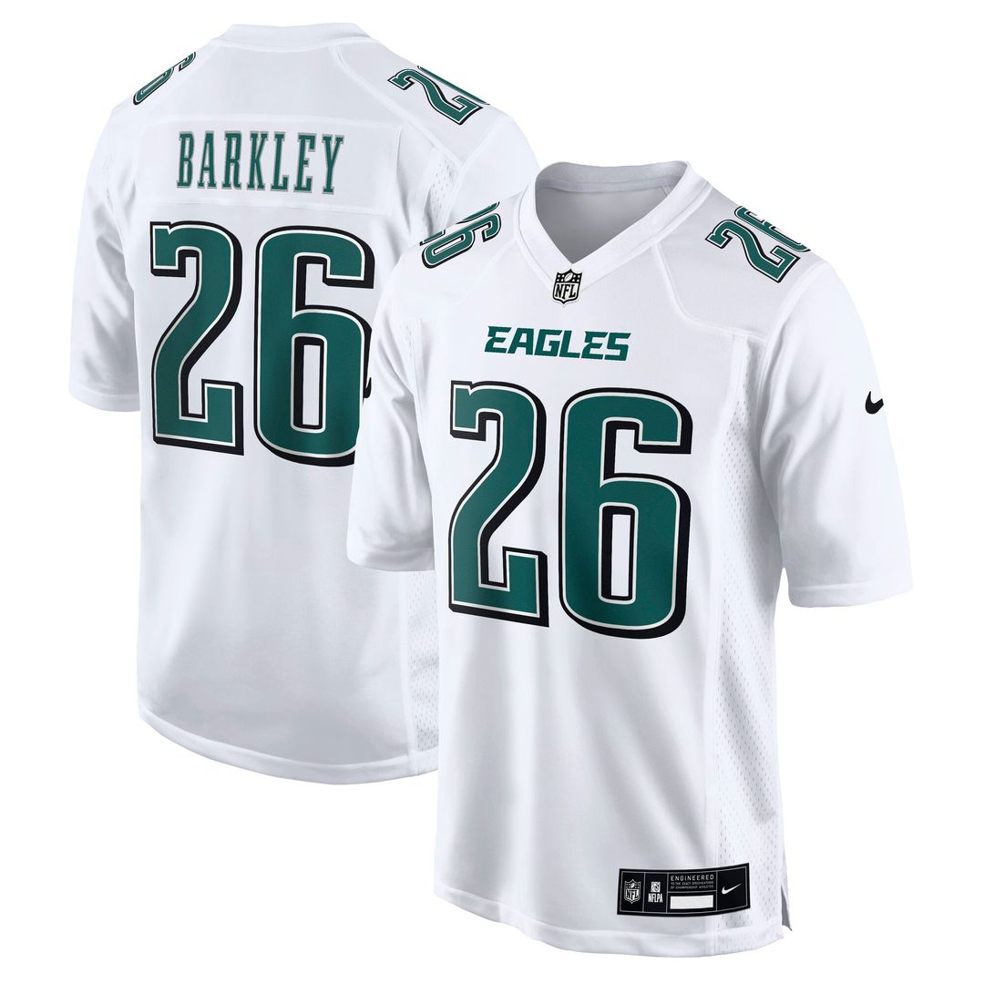 Philadelphia Eagles Saquon Barkley Tundra White Fashion Game Jersey product image 1, provided for visual reference and