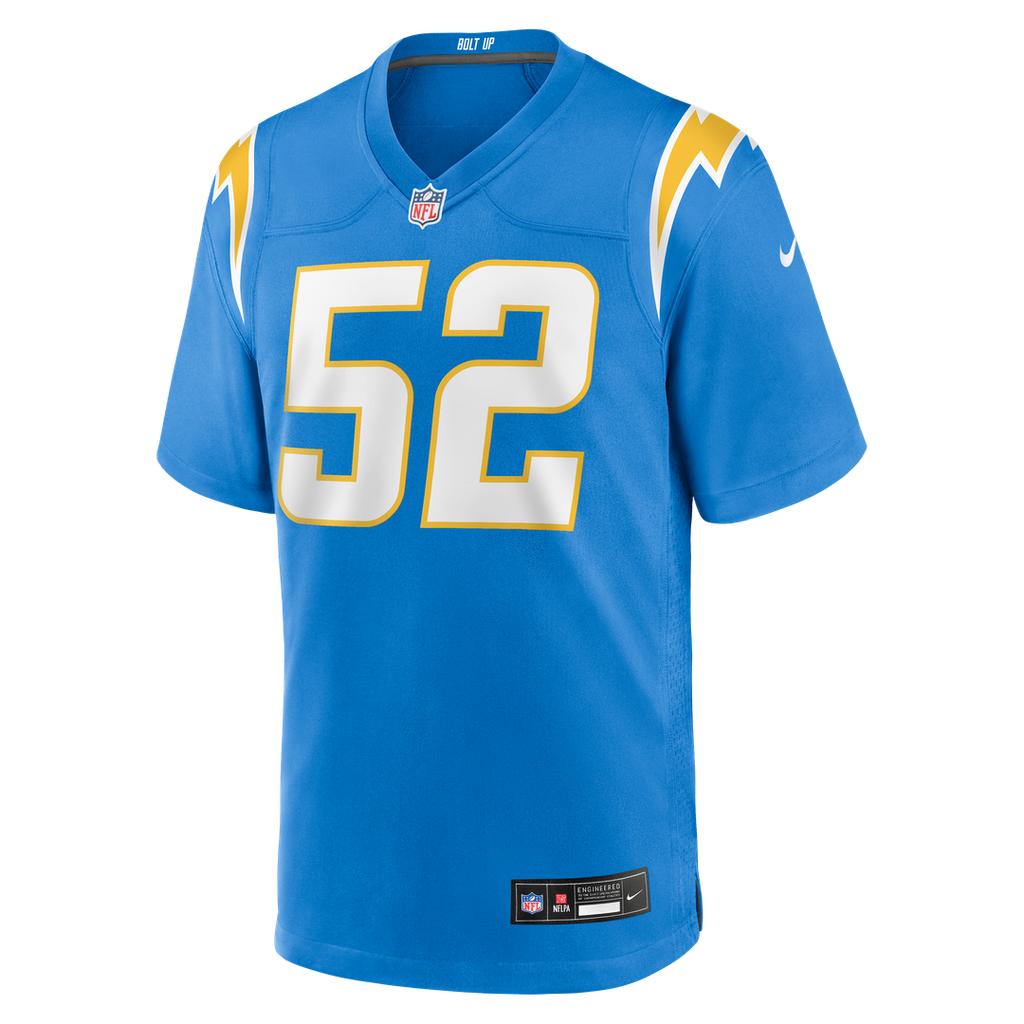 Los Angeles Chargers Khalil Mack Powder Blue Game Jersey product image 2, provided for visual reference and product detail