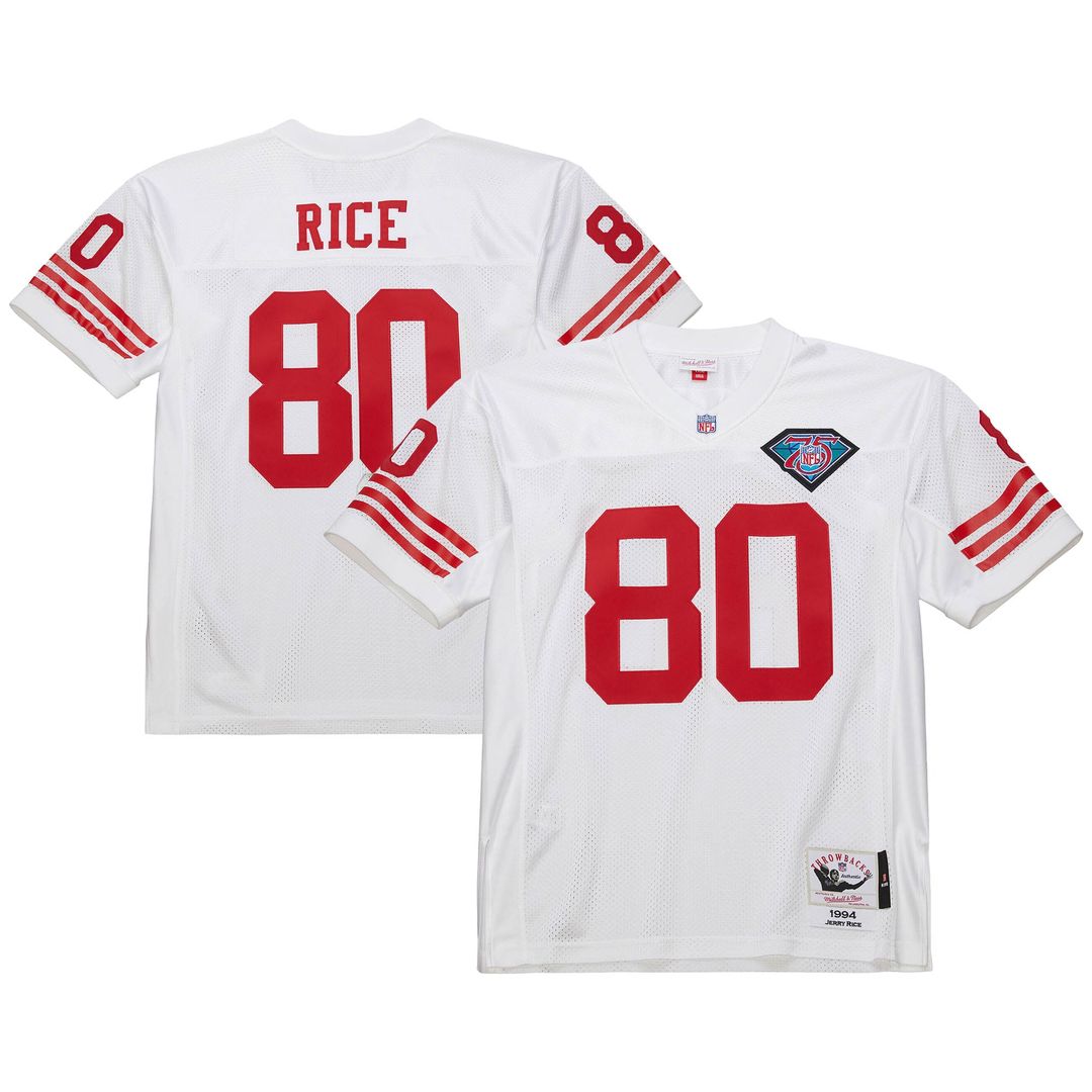 San Francisco 49ers 1994 Jerry Rice White Authentic Throwback Retired Player Jersey product image 1, provided for visual