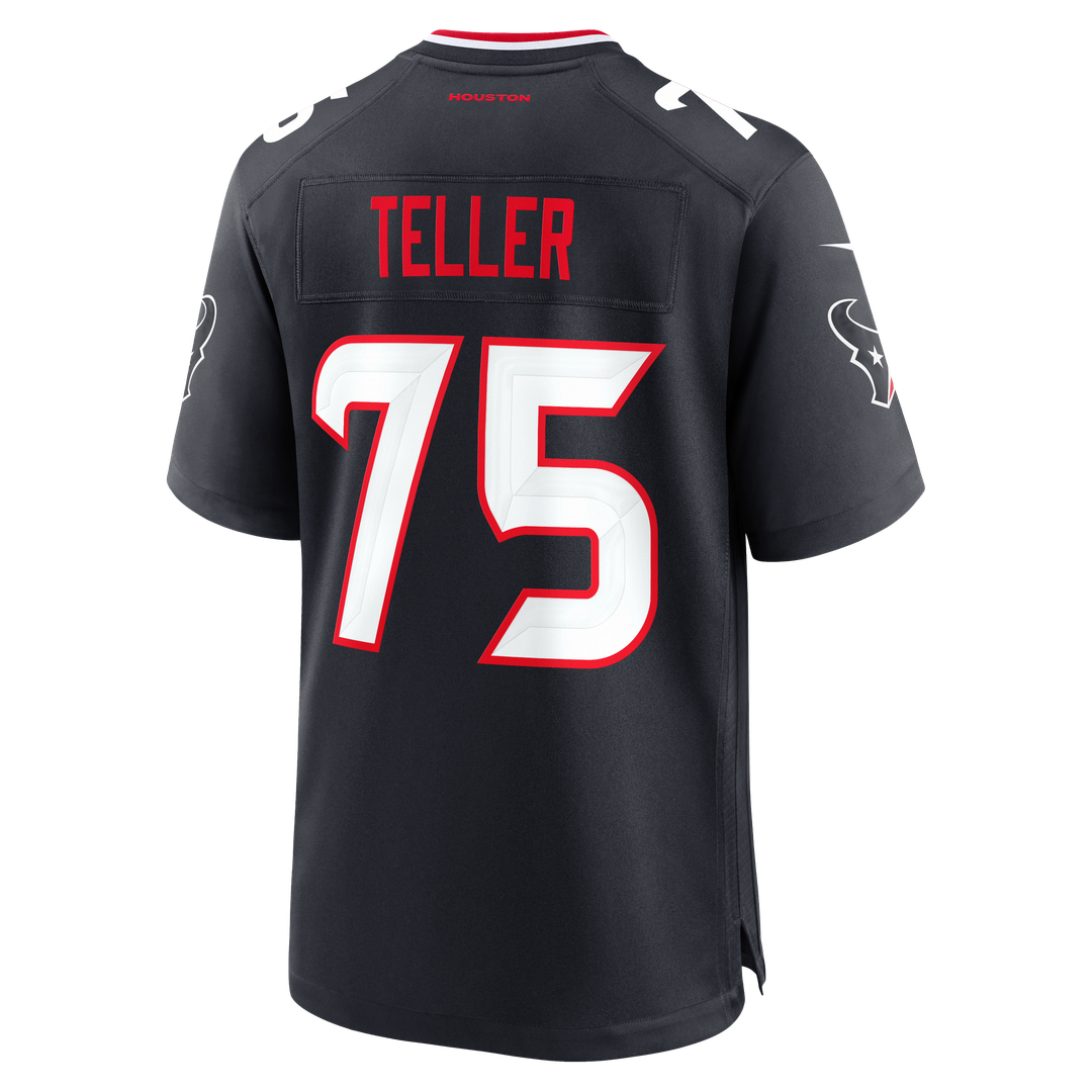 Houston Texans Wyatt Teller Navy Team Game Jersey product image 3, provided for visual reference and product detail review