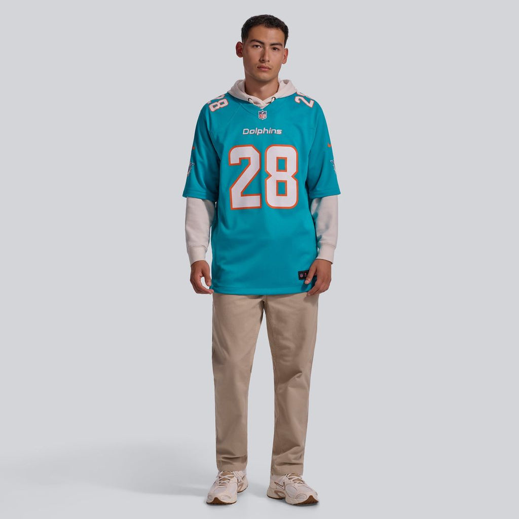 Miami Dolphins De’Von Achane Aqua Player Game Jersey product image 4, provided for visual reference and product detail review