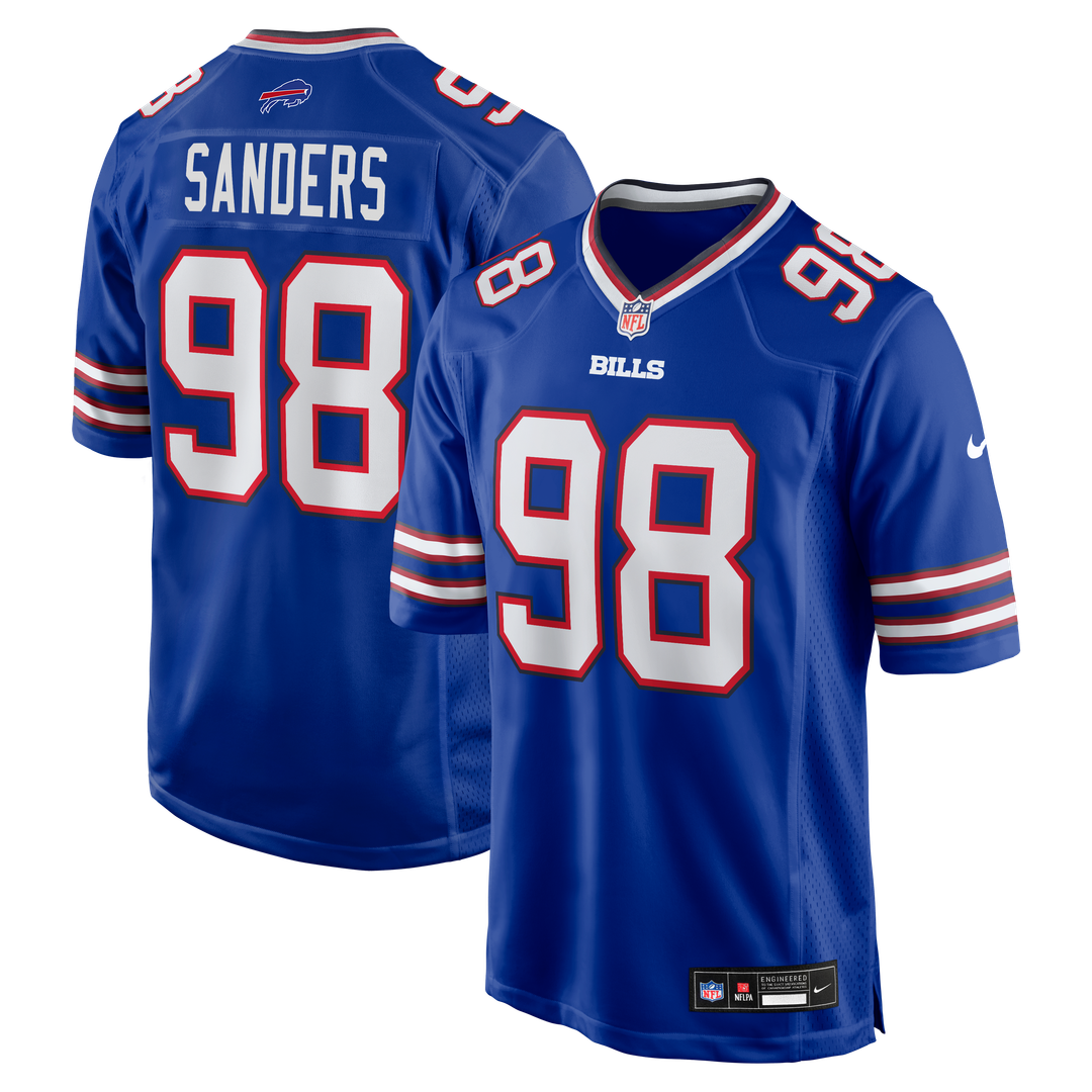 Buffalo Bills T.J. Sanders Royal Team Game Jersey product image 1, provided for visual reference and product detail review