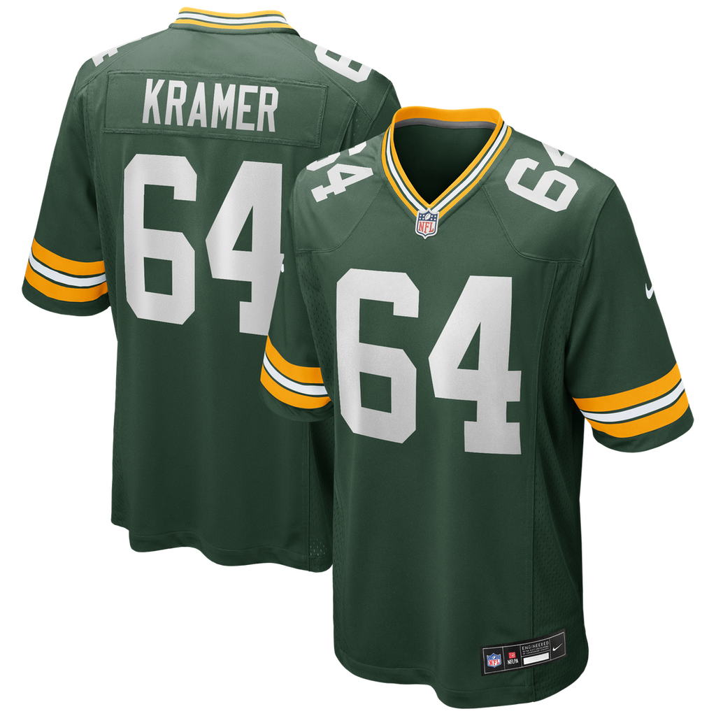 Green Bay Packers Jerry Kramer Green Game Retired Player Jersey product image 1, provided for visual reference and product