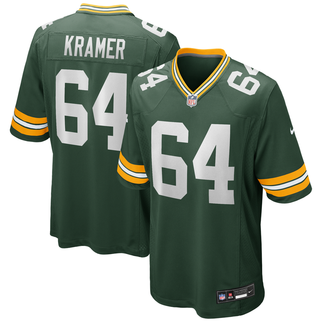 Green Bay Packers Jerry Kramer Green Game Retired Player Jersey product image 1, provided for visual reference and product